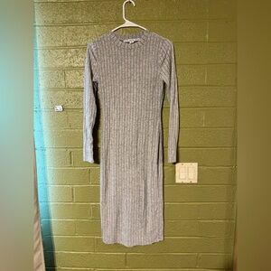 HYFVE Gray Ribbed Long Sleeve Sheath Dress